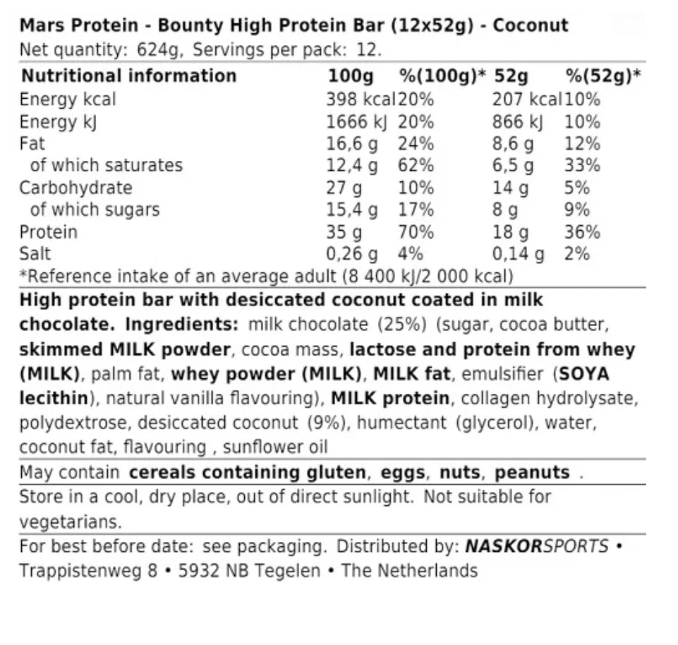 Bounty High Protein Bar (12x52g)